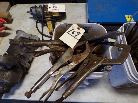 Pail of Asst. Vice Grips and Welding Clamps, (12)Total (New Garage)