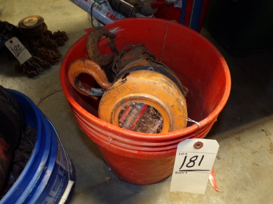 Hallmaster 1 Ton Chain Hoist and Unknown Chain Hoist, ? 1 Ton (New Garage)