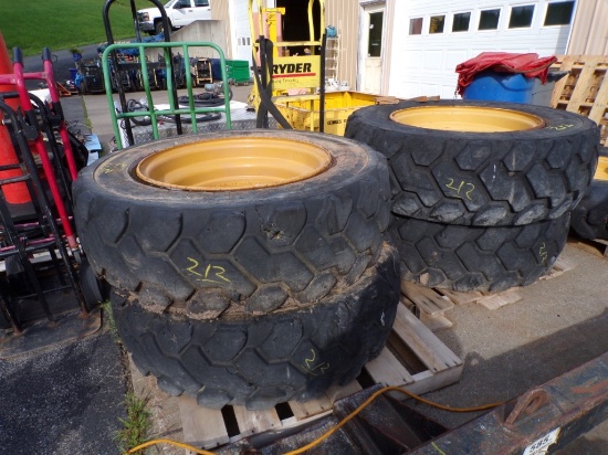 (4) Used Cat 10 Lug Rims with Firestone 400/75-28 Tires, Foam Filled (Outsi