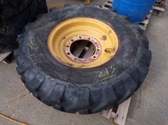 Used Cat 10 Lug Rim with Advance 14.00-24 Tire (Outside)