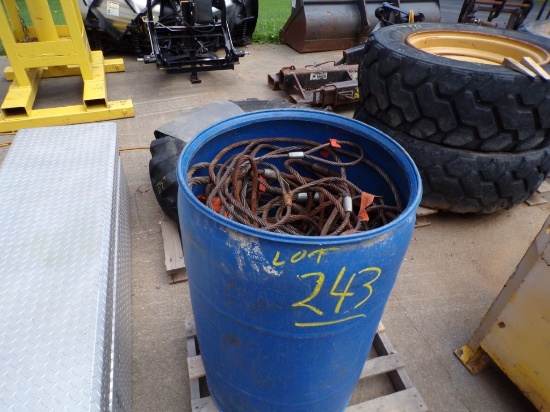 Blue Barrel with Asst. Size Wire Cable Chokers / Slings (Outside)