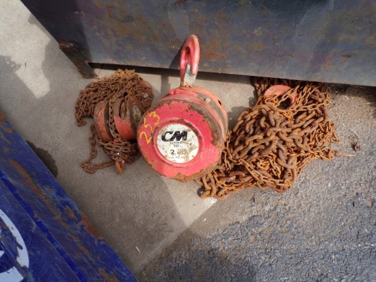 (2) CM Series 622 Chain Hoists - (1) 2 Ton, (1) 1/2 Ton (Outside)
