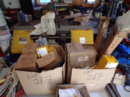 (2) Boxes of Cat Parts - Fuel Filters, Hydraulic Hoses, Windshield Wipers,