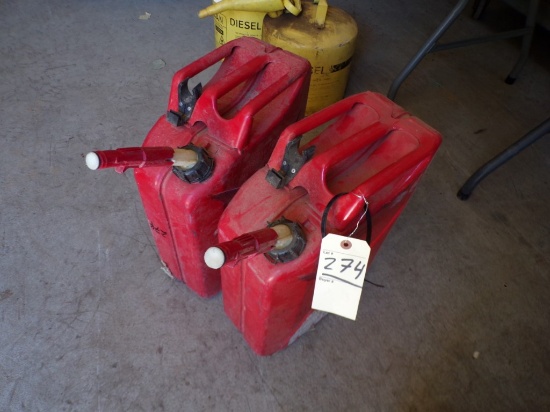 (2) Red 5 Gal. Jerry Cans (Old Garage)