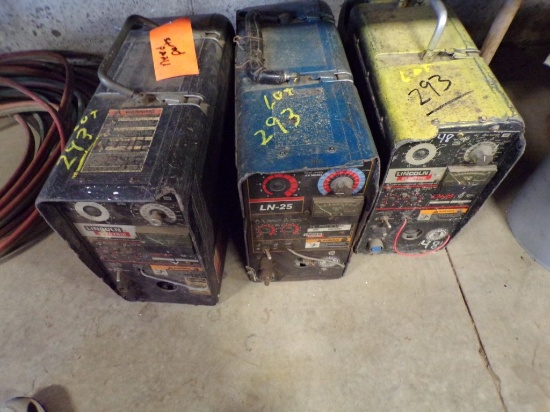 (3) Lincoln Electric LN-25 Arc Welders, NEED PARTS, NOT WORKING (New Garage