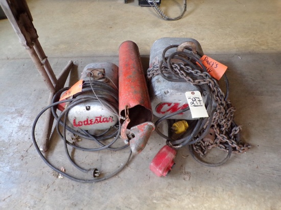 (2) CM Lodestar Electric Chain Hoists - (1) 1/2 Ton, (1) 1/4 Ton, BOTH NOT