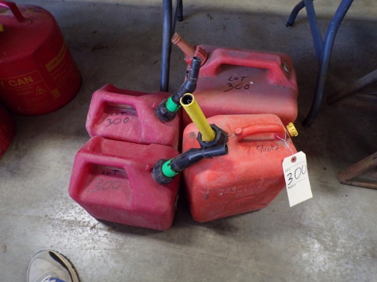 (4) Small Plastic Gas Cans - (2) 2 Plus Gal., (1) 2 1/2 Gal., (1) 5 Gal. (N