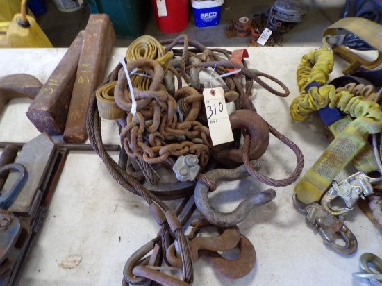 Group of Asst. Chains and Wire Cable Slings and Clevises (New Garage)