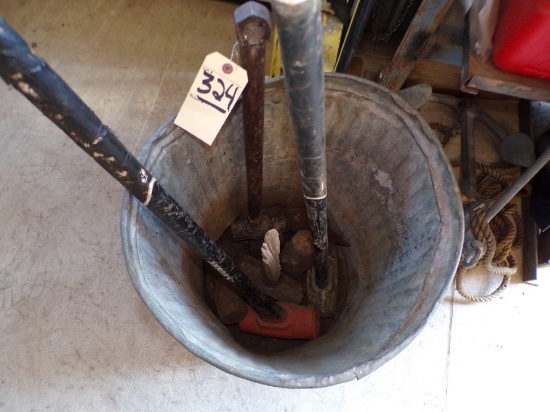 Group of Asst. Sledge Hammers and Sledge Hammer Heads in a Can (Old Garage)