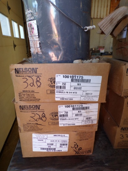 (3) Boxes of Nelson 3/4'' Ferrules, (750) Per Box and Bucket with 3/4'' Fer