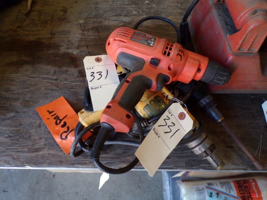 (2) DeWalt Corded Drywall Screwdrivers, NEED REPAIR and Black and Decker Co