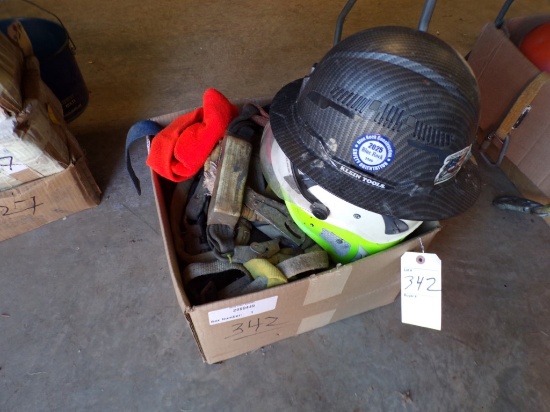 Box of Asst. Safety Harnesses and Hard Hats. (New Garage)