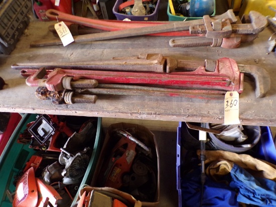 (4) Pipe Wrenches - (1) 48'', (3) 36'', (1) NEEDS WORK (New Garage)