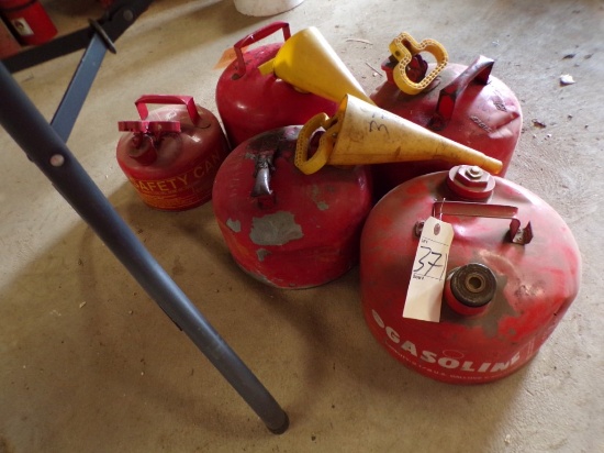 (4) 2.5 Gal. Safety Cans and (1) All Red 1 Gal. Safety Can (Old Garage)