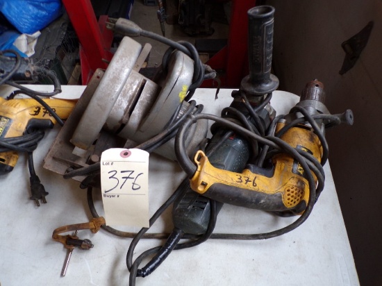 DeWalt 1/2'' Corded Drill, Bosch 4 1/2'' Corded Grinder, Skilsaw 6 1/2'' Co