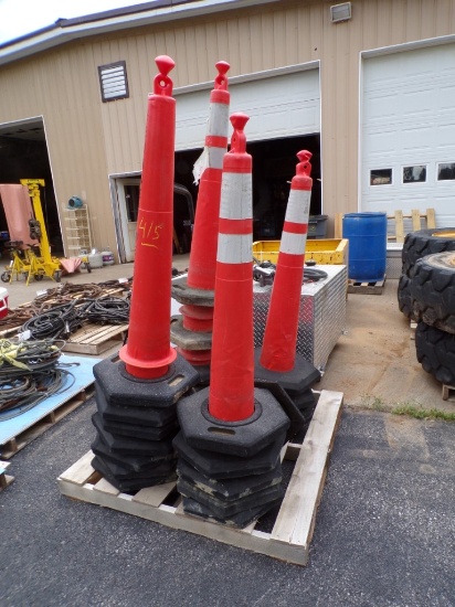 Group of Tall Highway Safety Cones and Concrete Blankets Plus (2) Rolls of