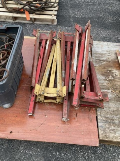 Group of (5( Stanchion Perimeter Stands, Red and Yellow (Outside Out Front)