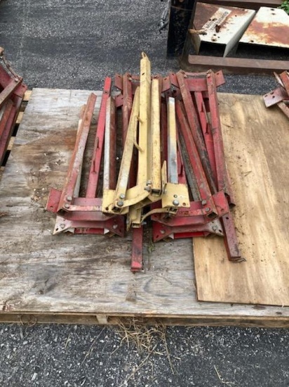 Group of (5) Stanchion Perimeter Stands, Red and Yellow (Outside Out Front)