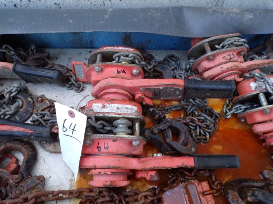 (2) CM 3/4 Ton Lever Chain Hoists, Series 653 (Out Front of Garage)