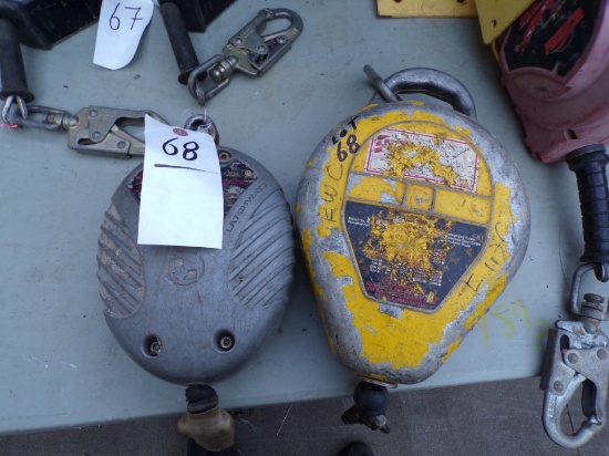 (2) Self Retracting Life Lines - (1) Latchways 23' Webbing, (1) French Cree
