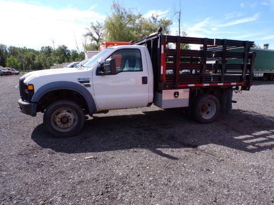 2008 Ford F-450 Stake Body Truck, 4 WD, V-10 Gas Engine, Auto Trans., 10' S