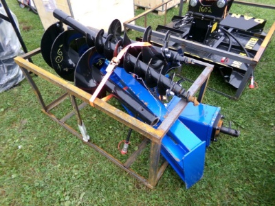 AGT Quick Tatch Skid Steer Auger Drive w/(3) Augers, m/n SSECAG-Y, s/n 5240