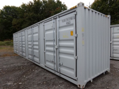 New 40' Storage Shipping Container w/ (4) Dbl. Side Open Doors & (1) Rear D