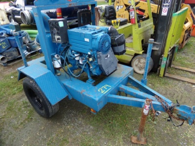 Thompson 6'' Trash Pump with Deutz Diesel Engine Mounted on a Trailer, Runs
