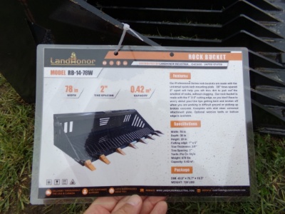 New 78'' Land Honor Rock Bucket for Skid Steer (5801)
