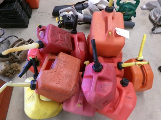 (11) Plastic Gas & Dsl. Fuel Cans, Some Have Good Vintage Spouts