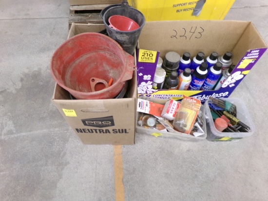 Group Of Automotive Fluids, Sprays, Allen Wrenches, Fuel Filters, Funnels,