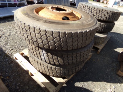 (3) General 24.5 Tires Mtd On Rims