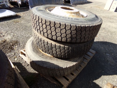 (3) Hancook 24.5 Tires Mtd On Rims