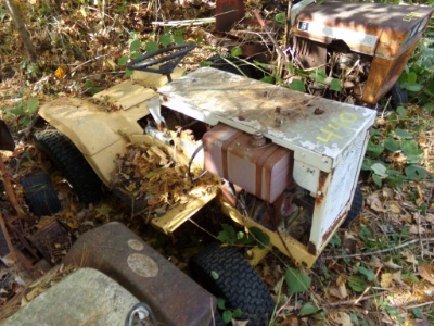 Old Yellow Garden Tractor, Looks Like Cub with Homemade Hood, 16 HP Briggs
