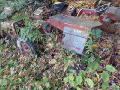 Lg. Red Garden Tractor with Tire Chains, NO BRAND, Looks Similar to Old Cub