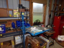 Blue Adjustable Height Platform / Table, Height is Controlled by a Corded D