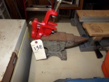 12 1/2'' Anvil Marked Vulcan 2 1/2'' and a Clamp-On 3'' Vise