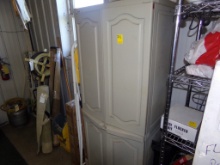 Plastic 2 Door Garage Cabinet with Contents - Bags, Cassette Tapes, Etc. (H