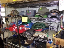Remainder of Contents of Shelf - Old Hats, Tool Belts, a California Car Dus