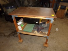 32 1/2'' x 20 1/2'' Handmade Work Table on Casters with Single Door and Sto