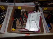 Box of Misc. Hand Tools, Mighty Vac, Brake Bleeder, Brushes, Forceps, Box C
