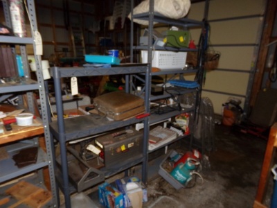 (2) Storage Shelves - (1) Metal 8 Tier, (1) Plastic 4 Tier with Remaining C