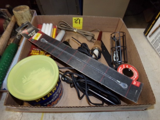 Box with Soldering Irons, Hot Glue Gun and Accessories for Each