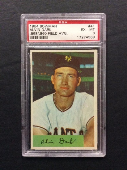 1954 Bowman #41 Alvin Dark (.968/.960 Field Avg.)