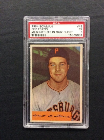 1954 Bowman #43A Bob Friend (20 Shutouts In Quiz Quest)