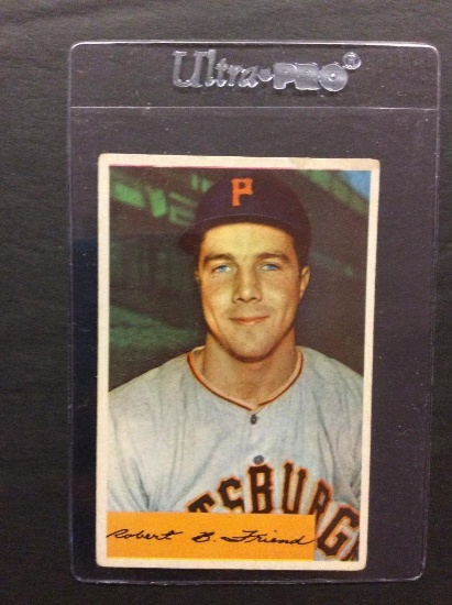 1954 Bowman #43B Bob Friend (20 Shutouts In Quiz Quest)