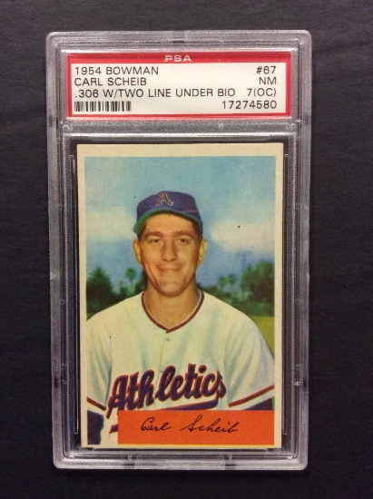 1954 Bowman #67 Carl Scheib (.306 W/One Line Under Bio)