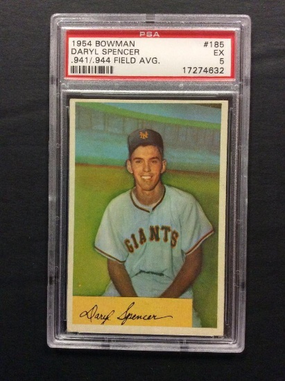 1954 Bowman #185 Daryl Spencer (.941/.944 Field Avg.)