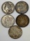 (4) Morgan Silver dollars. 1883, 1889, 1902, 1921, also 1934 Peace Silver Dollar with some glue on