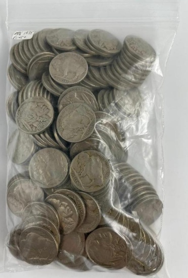 $9.30 face value in 1935 US Buffalo Nickels in Fine+ condition (186 total)